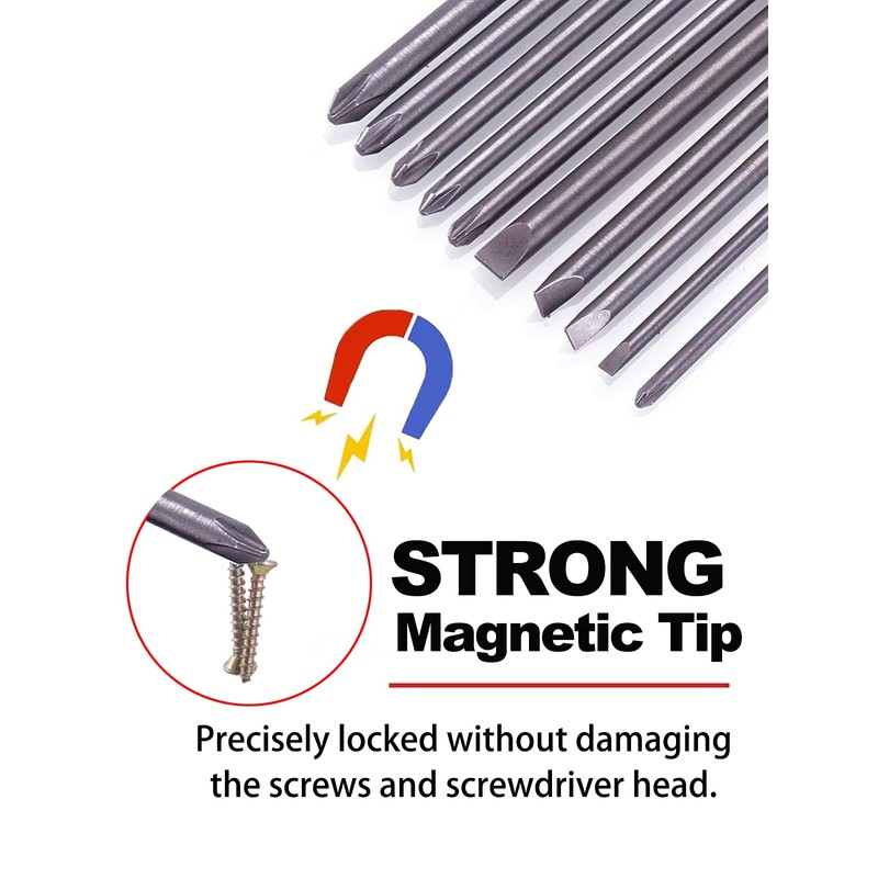 Rocaris 10pcs 1/4 Inch Hex Shank Long Magnetic Screwdriver Bits