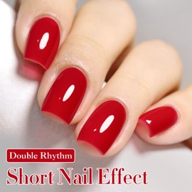 Double Rhythm 15ML Gel Nail Polish Pure Sheer Same Color Same Bottle Soak Off Gel Polish Art Manicure Salon DIY at Home for Women (Red Coral-A1451)
