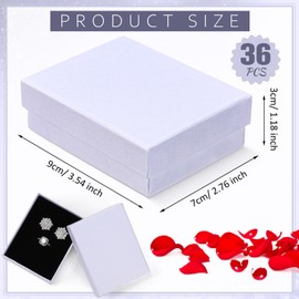 Sasylvia 36 Pcs Jewelry Cardoard Gift Boxes Small Jewelry Packaging Boxes Necklace Ring Earring Gift Storage Box with Cushion and Lid 3.5 x 2.8 x 1.2 Inch(White)