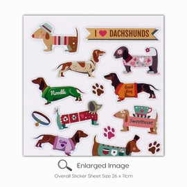 Dachshunds Dog Stickers for Children, Kids, Toddlers, Adults - Scrapbook Craft Decorating Activities and Party Bag Filler Favours - Fun Cool Cute Sticker Pack for Boys Girls