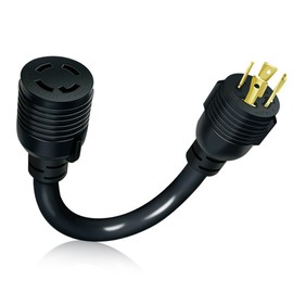 NEMA L14-20P to L1430R Compact 120V 20 Amp to 120V 30Amp 4 Prong Locking Generator Adapter Cord 10 Gauge 1ft