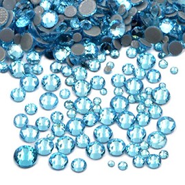 AD Beads 600PCS Mixed Size DMC Iron On Hotfix Crystal Rhinestones Flatback Nail Art (27 Aquamarine)