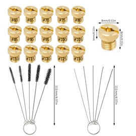 Pilikoll Pack of 15 M6 Carburettor Nozzle Main Nozzle Set with 5 Cleaning Needles, 5 Nylon Brushes M6 Carburettor Main Nozzle Set M6 60-130 Main Nozzle Set for Scooter Motorcycle Gear Moped