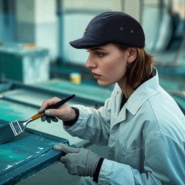 Croogo Short Brim Flat Bill Cap Dad Hats Unstructured Trucker Hat 5 Panel Cadet Army Cap Fitted Hat Baseball Cap,Blue-DY09