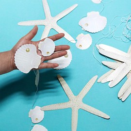 Cheerland Flat Paper White Finger Starfish Seashell Garlands Under The Sea Party Decorations Mermaid Theme Hanging Star Fish Party Deco Ocean Baby Shower Beach Birthday Decor Decorations | Cheerland