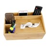 Natural Bamboo Wooden Multi-Function Tissue Box Holder - 4 Compartment