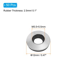 PATIKIL 304 Stainless Steel EPDM Bonded Sealing Washers, 50 Pieces 7/32"x1/2" Neoprene Rubber Washers Bonded Sealing Gasket for Marine Roof Bolt Supply (#12)