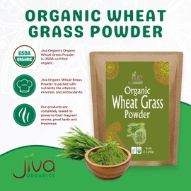 Jiva Organics Wheatgrass Juice Powder 12 Ounce Bulk Kraft Bag - from Whole Leaf - Rich in Fibers and Minerals, Non-GMO and Vegan