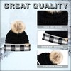 Funky Junque Girl's Knit Pom Beanie Hat: Buffalo Check -