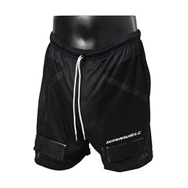 Winnwell Mesh Jock Athletic Short- Breathable Short for Sport Protection with Protection Cup - Hockey, Football, Soccer Shorts for Senior, Youth, Men, Boys Gears (Youth, Medium) Black