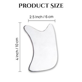 HEALTHANDWEALTH™ Premium Stainless Steel Gua Sha Tool – Metal Gua Sha for Face, Neck & Body – Reduces Puffiness, Firms Skin, Relieves Tension, Supports Lymphatic Drainage – 85g (Silver- R Shape)