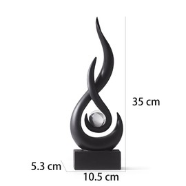 LNXMES Black Flame Sculptures Decor for Living Room, Modern Minimalist Statue Home Decoration for Dining Room, Abstract Art Sculpture for Shelf, TV Stand, Coffee Table Decoration (Black-35 cm)