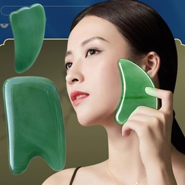 Sluswallow 1Pc Green Guasha Board Multiple Shapes Body Massage Synthetic Face Skin Scrape Tools for Unisex Guasha Stone, Massage Balls, Massage Tools