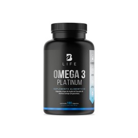 Omega 3 Aceite de Anchoa Salvaje con 180 Cápsulas de 1000 mg. Libre de Metales Pesados. Ingredientes Naturales. Omega 3 Platinum B Life.