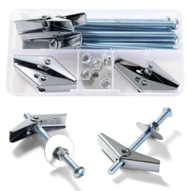 Lyeteung 7 Sets M5 Tilt Anchors Tipping Screw Toggle Screw and Wing Nut Assortment with Hex Nuts Washers for Plasterboard Cavity Walls Fiberboard