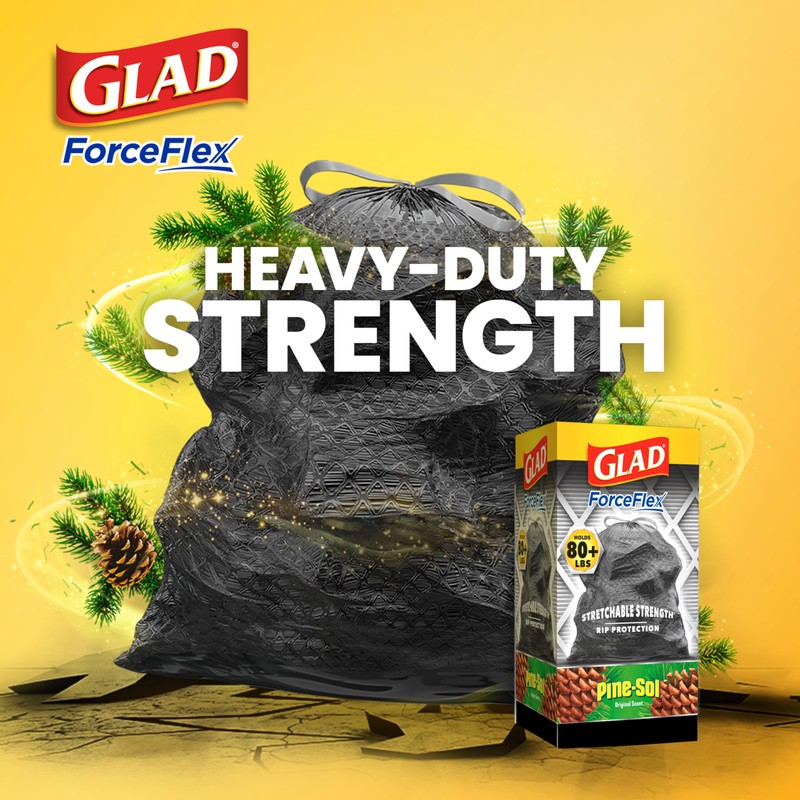 Glad Large 30 Gallon Trash Bags, Pine-Sol Heavy Duty Garbage