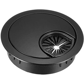 1PCS Metal Cable Grommet 60MM Bronze Finished Antique Zinc Alloy Desk Table Grommet Cable Cord Hole Cover for Home and Office (black)