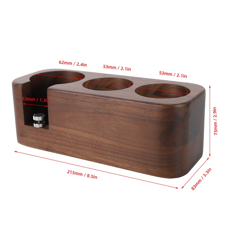 Coffee Tamper Holder 3 Holes Walnut Wood Prevent Slip Stable