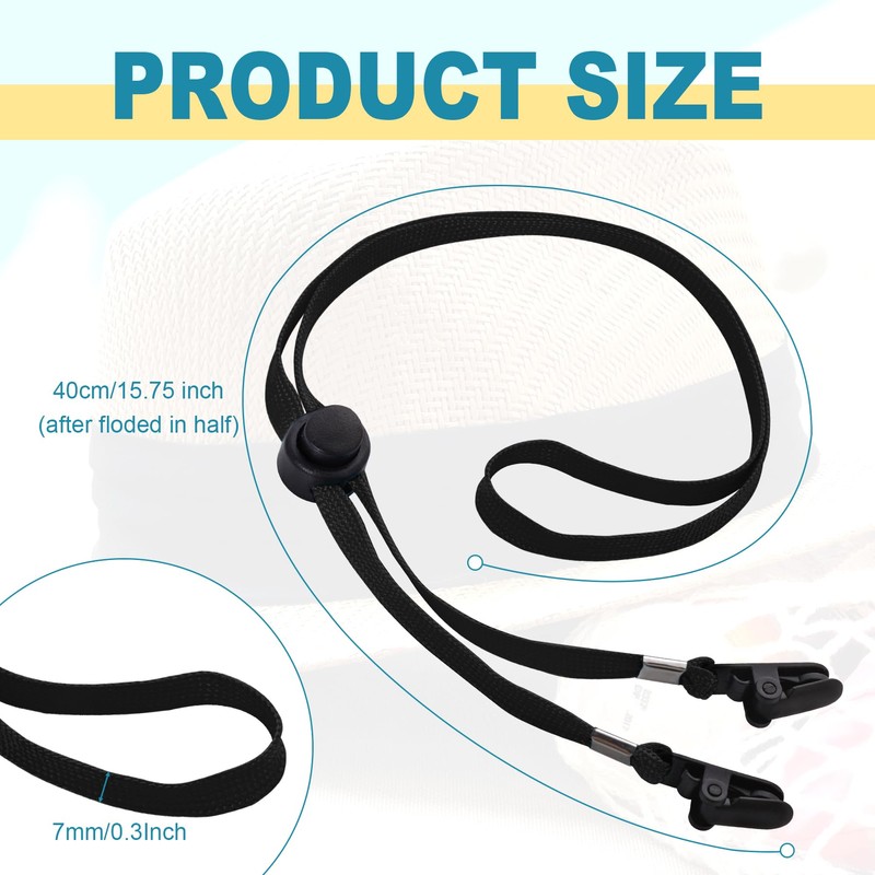 Sucrain 5 Pieces Adjustable Hat Strap Clips Hat Chin Cord