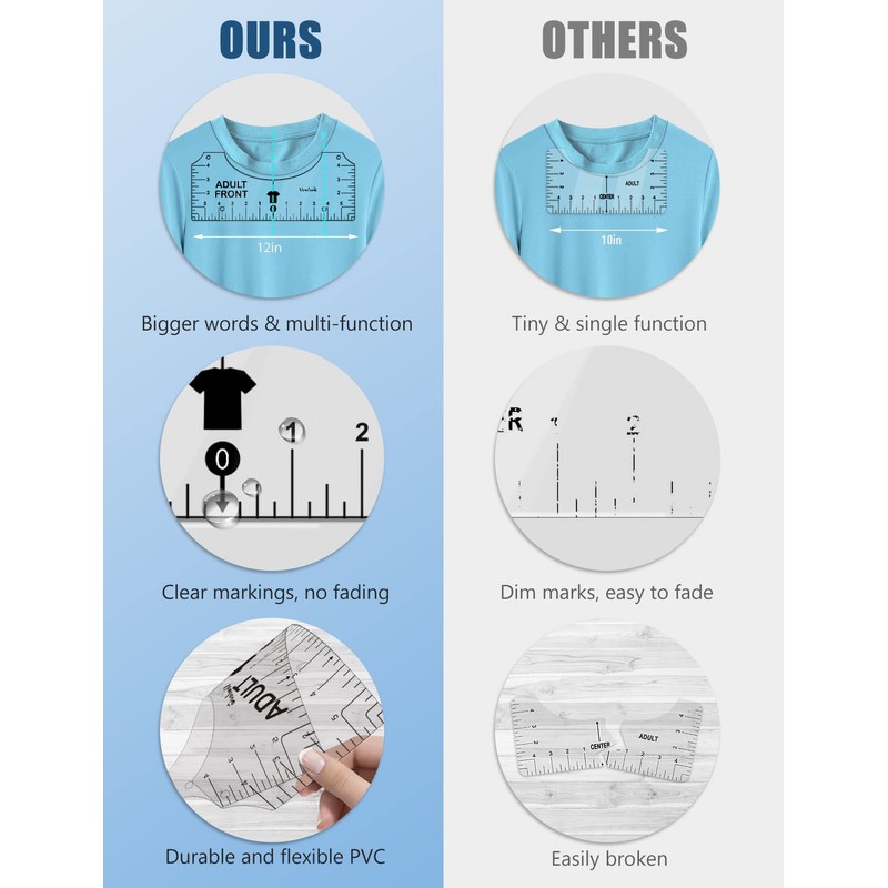 Vowlove Tshirt Ruler Guide for Vinyl Alignment: T Shirt Ruler