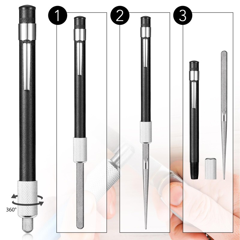 Honoson 2 Pieces Diamond Retractable Knife Sharpener Steel Sharpening Rod