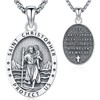 Aniu Sterling Silver St Christopher Pendant Necklace, Patron Saint Christopher