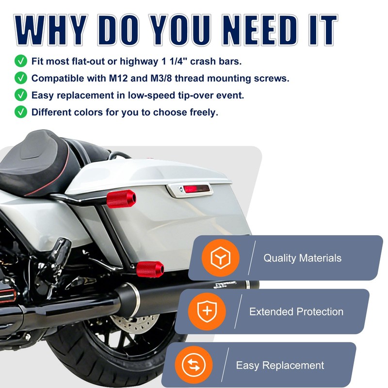 Crash Bar Sliders CNC Decorative End Caps for Harley Touring