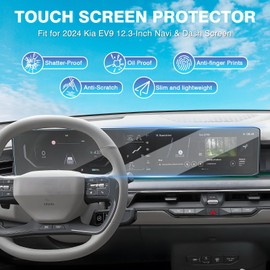 Karltys [Upgrade] Kia EV9 2024~2026 12.3-Inch Screen Protector [No Glare & Fingerprint] for Touchscreen & Instrument Cluster Screen, Nano Screen Protector Car Radio Screen Cover