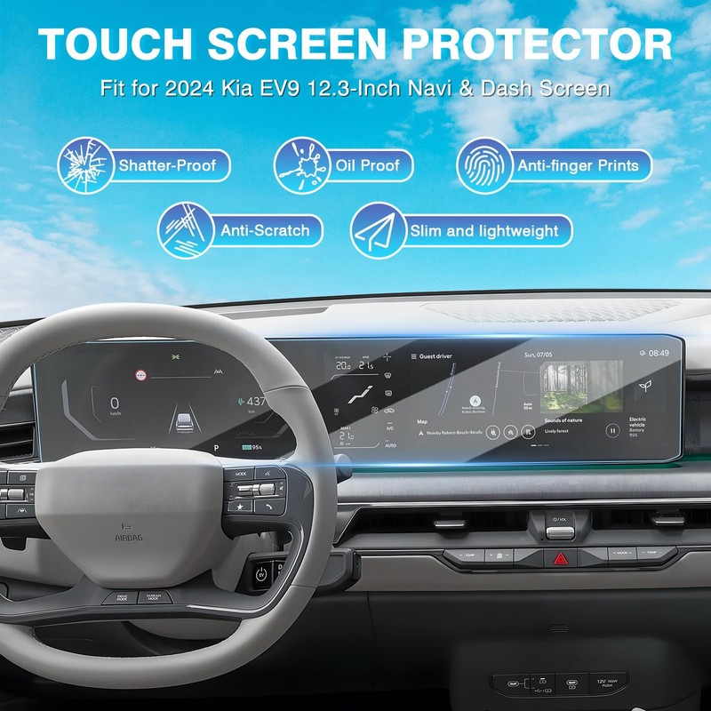 Karltys [Upgrade] Kia EV9 2024~2026 12.3-Inch Screen Protector [No Glare
