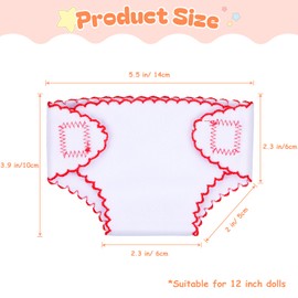6 PCS Reborn Baby Doll Diapers Underwear Cute Pattern for 10-12 Inch Baby Dolls Reusable Doll Diapers Fits Realistic Baby Dolls