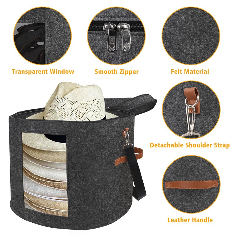 VanlonPro Large Hat Storage Box for Women & Men, 19"