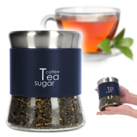 KADAX Glass Container, Container for Coffee, Leaf Tea, Coffee Containers, Tea Containers, Sugar Containers, Food Storage Containers (Blue, 750 ml)