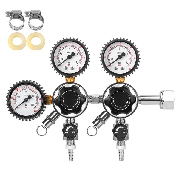 TMCRAFT Keg CO2 Regulator, Triple Gauge CGA-320 Pressure Regulator with