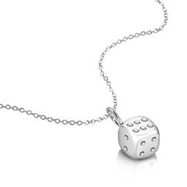H&Beautimer Fashion Creative Dice Pendant Necklace 925 Sterling Silver - 04 Inch - Includes 17-26 inch O Chain for Women Gift Jewelry (O chain 22 inch)