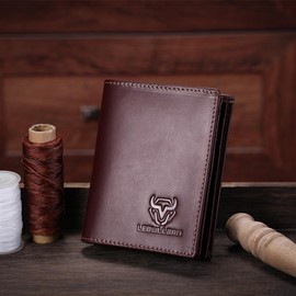 LEBULLBRO Genuine Leather Bifold Wallet RFID Blocking Wallet Large Capacity Purse Credit Card Holder for Men with 15 Card Slots (Coffee)