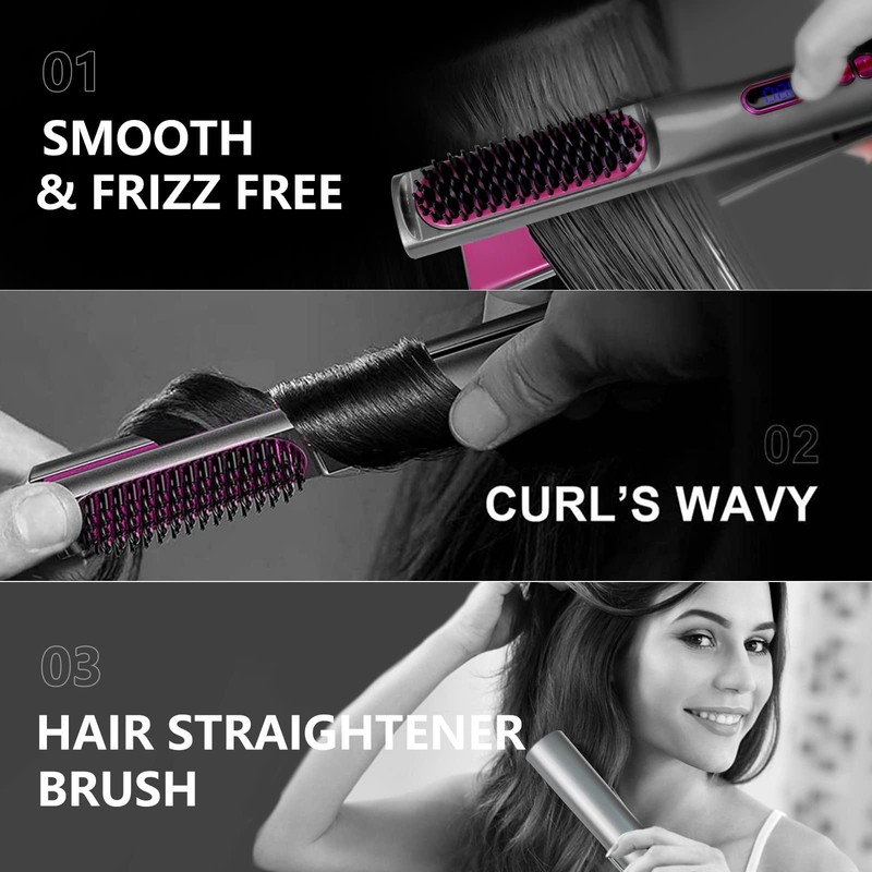 Glättbürste Haarglättungsbürste (Grau Lila)