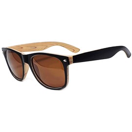 iceBoo Sunglasses Plastic lightweight frame matte wood wooden grain pattern effect, Plastic lens UV400 (Wood grain pattern lightweight plastic frame (W5023)