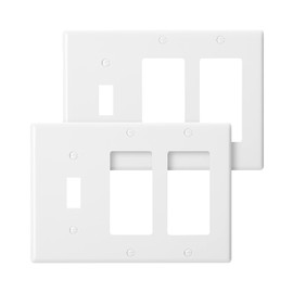 Bates- Combination Wall Plate, 2 Pack, Single Toggle/Double Decorator, White Light Switch Cover Plate, Switch Covers, Outlet Plate Cover, Wall Plate Cover, Wall Plates