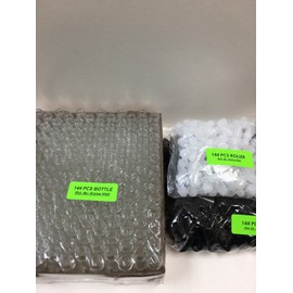 AC 144 Bottles SWIRL 1/3 oz 10ml Clear Glass Roll on With BLACK Cap & Roller