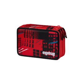 ergobag Maxi Pencil Case Set, 40 Pieces, Lyra Colouring and Felt Tip Pens, Change Compartment, Ruler, Scissors AlarmBärreitschaft - Red