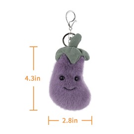 Apricot Lamb Cute Toys Plush Purple Eggplant Stuffed Vegetable Soft Keychain for Kids Bag, Purse, Backpack, Handbag (Purple Eggplant，4.3 Inches)