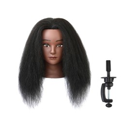 14 inches Mannequin Head Cosmetology Doll Head Manikin Practice Head for Hairdresser Practice Braiding Hair styling with Wig Clamp Stand (Black)