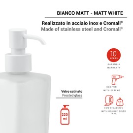 Gedy Tonga Dispenser, Stainless Steel chromall Crystal, Matte White, 6,3x11,7x17,3cm