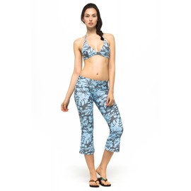 Private Island Women UPF50+ Capri Bootcut Leggings Rash Guard Pants Beach Swimsuit Bathing Swim Bottom (XXL, GwB-YCP)