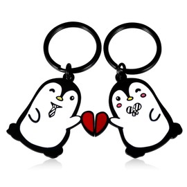 Couple Keychain Penguin Gifts, Boyfriend Christmas Gifts, Stocking Stuffers for Girlfriend, Matching Couples Gifts Couples Keychain, Valentines Gifts for Bf Gf, Couple Anniversary Heart Keychain 2PCS