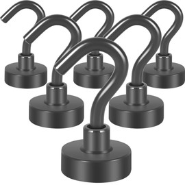 Neosmuk Magnetic Hooks, 30lb+ Heavy Duty Earth Magnets with Hook for Refrigerator, Extra Strong Cruise Hook for Hanging, Magnetic Hanger for Curtain, Grill(Grey, Pack of 6)