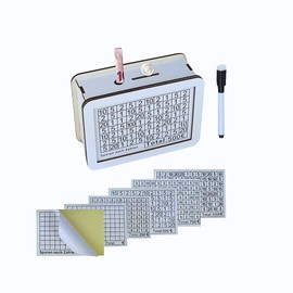 Wooden Money Box (6 Sizes) - Reusable Money Box with Savings Target and Numbers to Tick (€250), (500€), (750€), (1000€), Money Box with Numbers Ticking/Kakeibo Technology, White with Pen