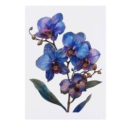 'Blue Orchids' Temporary Tattoo - Water Resistant, Skin-Safe, Non-Toxic Transfer (TO00076483)