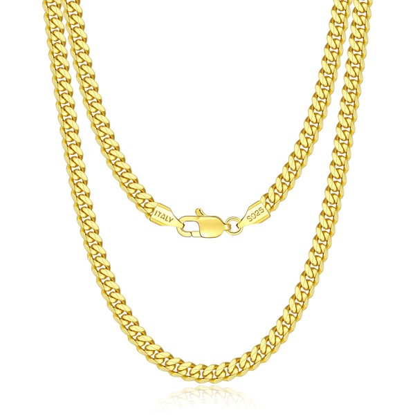 Eterjew 5mm Solid 18k Plated Gold Chain Necklace for Men,