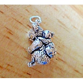 Sterling Silver 3D 20x13mm Solid 7g Heavy Koala Bear & Charm - Jewelry Making DIY Crafting Charm Beads for Bracelets